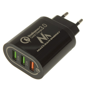 Maclean Energy nabíjačka QC 3.0  MCE479 B - čierna Qualcomm Quick Charge 3,6-6V / 3A, 6-9V / 2A, 9-12V / 1,5A